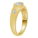 Tapered Band Ring Oval Cubic Zirconia Yellow Gold 14k [R206-204]