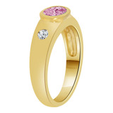 Tapered Band Ring Oval Purple CZ Jun Yellow Gold 14k [R206-206]