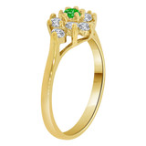 Fancy Small Cluster Ring Cut Green CZ May Yellow Gold 14k [R207-305]