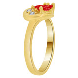 Fancy Small Cluster Ring Cut Dk Red CZ Jan Yellow Gold 14k [R207-401]