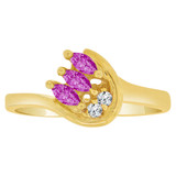 Fancy Small Cluster Ring Cut Violet CZ Feb Yellow Gold 14k [R207-402]