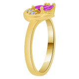 Fancy Small Cluster Ring Cut Violet CZ Feb Yellow Gold 14k [R207-402]