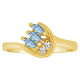 Fancy Small Cluster Ring Cut Aqua CZ Mar Yellow Gold 14k [R207-403]