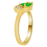 Fancy Small Cluster Ring Cut Green CZ May Yellow Gold 14k [R207-405]