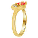 Fancy Small Cluster Ring Cut Red CZ Jul Yellow Gold 14k [R207-407]