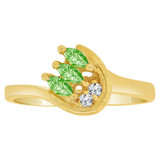 Fancy Small Cluster Ring Cut Lt Green CZ Aug Yellow Gold 14k [R207-408]