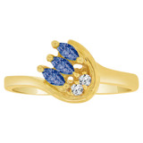 Fancy Small Cluster Ring Cut Blue CZ Sep Yellow Gold 14k [R207-409]