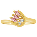 Fancy Small Cluster Ring Cut Pink CZ Oct Yellow Gold 14k [R207-410]