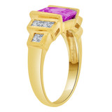 Modern Ring Facetted Violet CZ Feb Yellow Gold 14k [R208-202]