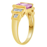 Modern Ring Facetted Purple CZ Jun Yellow Gold 14k [R208-206]