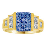 Modern Ring Facetted Blue CZ Sep Yellow Gold 14k [R208-209]