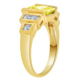 Modern Ring Facetted Yellow CZ Nov Yellow Gold 14k [R208-211]