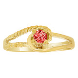 Classic Design Ring Red CZ Jul Yellow Gold 14k [R210-107]