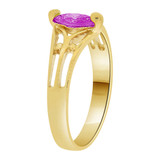 Classic Design Ring Violet Purple CZ Feb Yellow Gold 14k [R210-202]