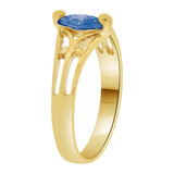 Classic Design Ring Blue Dark Blue CZ Sep Yellow Gold 14k [R210-209]