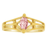 Classic Design Ring Pink CZ Oct Yellow Gold 14k [R210-210]