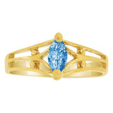 Classic Design Ring Light Blue CZ Dec Yellow Gold 14k [R210-212]