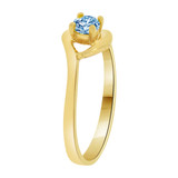 Classic Design Ring Aqua Aqua CZ Mar Yellow Gold 14k [R210-303]