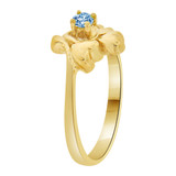 Double Heart Design Ring Aqua Aqua CZ Mar Yellow Gold 14k [R210-403]