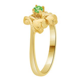 Double Heart Design Ring Light Green CZ Aug Yellow Gold 14k [R210-408]