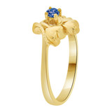 Double Heart Design Ring Blue Dark Blue CZ Sep Yellow Gold 14k [R210-409]