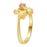 Double Heart Design Ring Pink CZ Oct Yellow Gold 14k [R210-410]
