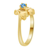 Double Heart Design Ring Light Blue CZ Dec Yellow Gold 14k [R210-412]