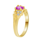 Classic Cluster Ring Oval Purple CZ Feb Yellow Gold 14k [R211-202]