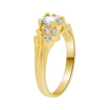 Classic Cluster Ring Oval Cubic Zirconia Yellow Gold 14k [R211-204]