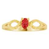 Dainty Solitaire Ring Oval Dark Red CZ Jan Yellow Gold 14k [R212-201]