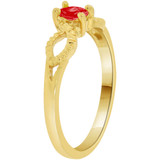 Dainty Solitaire Ring Oval Dark Red CZ Jan Yellow Gold 14k [R212-201]