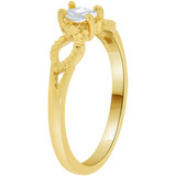 Dainty Solitaire Ring Oval Cubic Zirconia Yellow Gold 14k [R212-204]