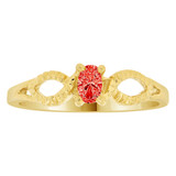 Dainty Solitaire Ring Oval Red CZ Jul Yellow Gold 14k [R212-207]