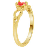 Dainty Solitaire Ring Oval Red CZ Jul Yellow Gold 14k [R212-207]