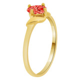 Classic Solitaire Ring Oval Red CZ Jul Yellow Gold 14k [R212-407]