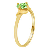 Classic Solitaire Ring Oval Light Green CZ Aug Yellow Gold 14k [R212-408]