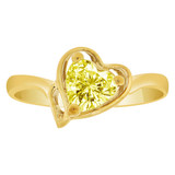 Solitaire Heart Ring Yellow CZ Nov Yellow Gold 14k [R213-111]