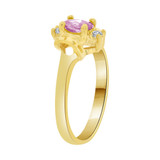 Dainty Modern Ring Oval Violet CZ Jun Yellow Gold 14k [R214-106]