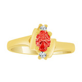 Dainty Modern Ring Oval Red CZ Jul Yellow Gold 14k [R214-107]