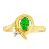 Modern Ring Oval Green CZ May Yellow Gold 14k [R214-205]