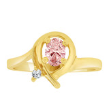 Modern Ring Oval Pink CZ Oct Yellow Gold 14k [R214-210]