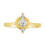 Modern Style Ring Oval Cubic Zirconia Yellow Gold 14k [R214-304]