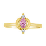 Modern Style Ring Oval Violet CZ Jun Yellow Gold 14k [R214-306]