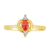 Modern Style Ring Oval Red CZ Jul Yellow Gold 14k [R214-307]