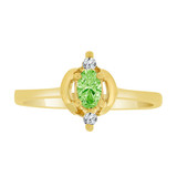 Modern Style Ring Oval Light Green CZ Aug Yellow Gold 14k [R214-308]