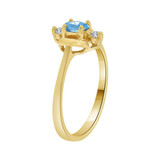 Modern Style Ring Oval Light Blue CZ Dec Yellow Gold 14k [R214-312]