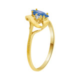 Modern Heart Ring Marquise Dark Blue CZ Sep Yellow Gold 14k [R214-409]