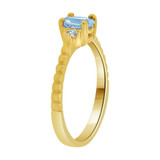 Simple Classic Ring Oval Aqua CZ Mar Yellow Gold 14k [R215-103]