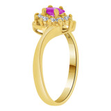 Cluster Ring Marquise Purple CZ Feb Yellow Gold 14k [R217-202]