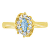 Cluster Ring Marquise Aqua CZ Mar Yellow Gold 14k [R217-203]